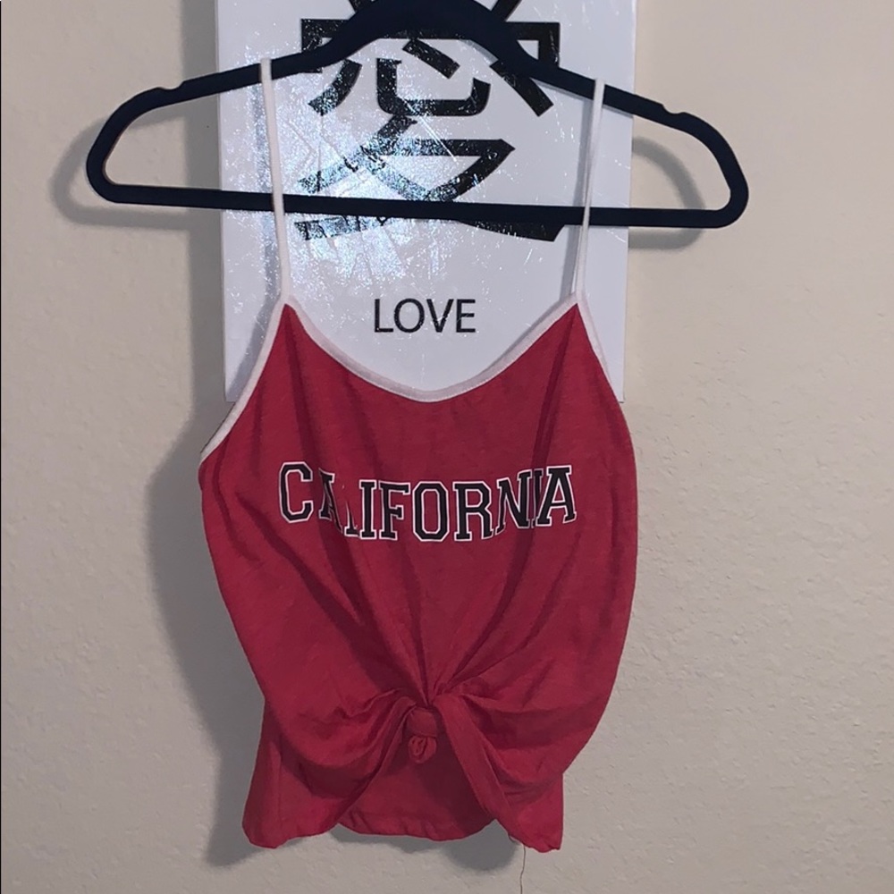 red “CALIFORNIA” trendy tied tank